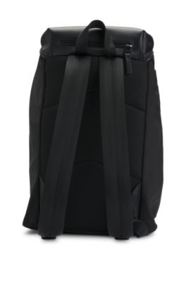 HUGO BOSS ブラックバックパック BOSS - Backpack with monogram-patterned pocket - Black
