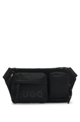 Belt bag with logo and branded strap, Black