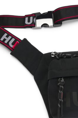 Belt bag with logo and branded strap, Black