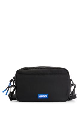 HUGO Reporter bag with logo patch and detachable strap Black