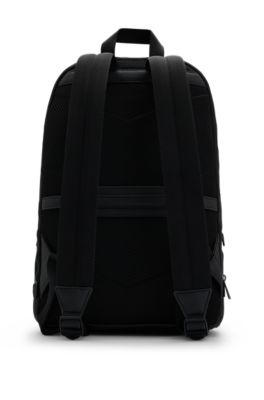 HUGOバッグ HUGO - Grained faux-leather backpack with stacked-logo trim