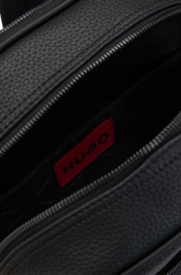 HUGOバッグ HUGO - Grained faux-leather backpack with stacked-logo trim