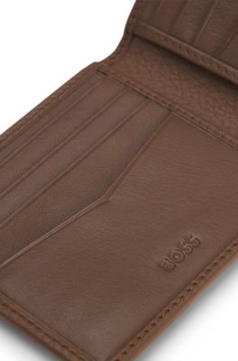 Metal-logo wallet in grained leather