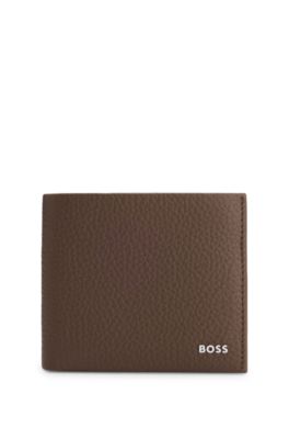 Grained leather wallet, Brown