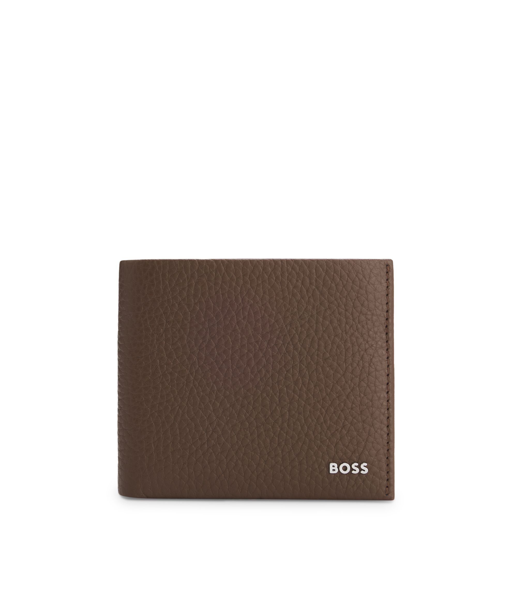 Grained-leather wallet with logo lettering