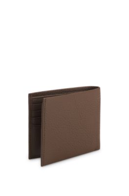 Grained leather wallet, Brown