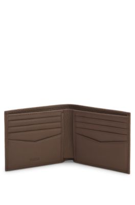 Grained leather wallet, Brown