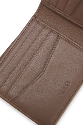 Grained leather wallet, Brown
