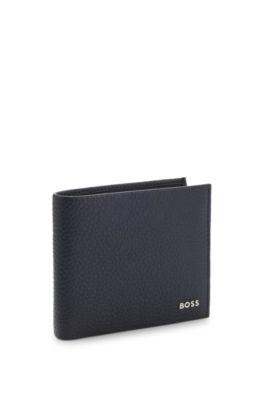 Grained leather wallet, Dark Blue