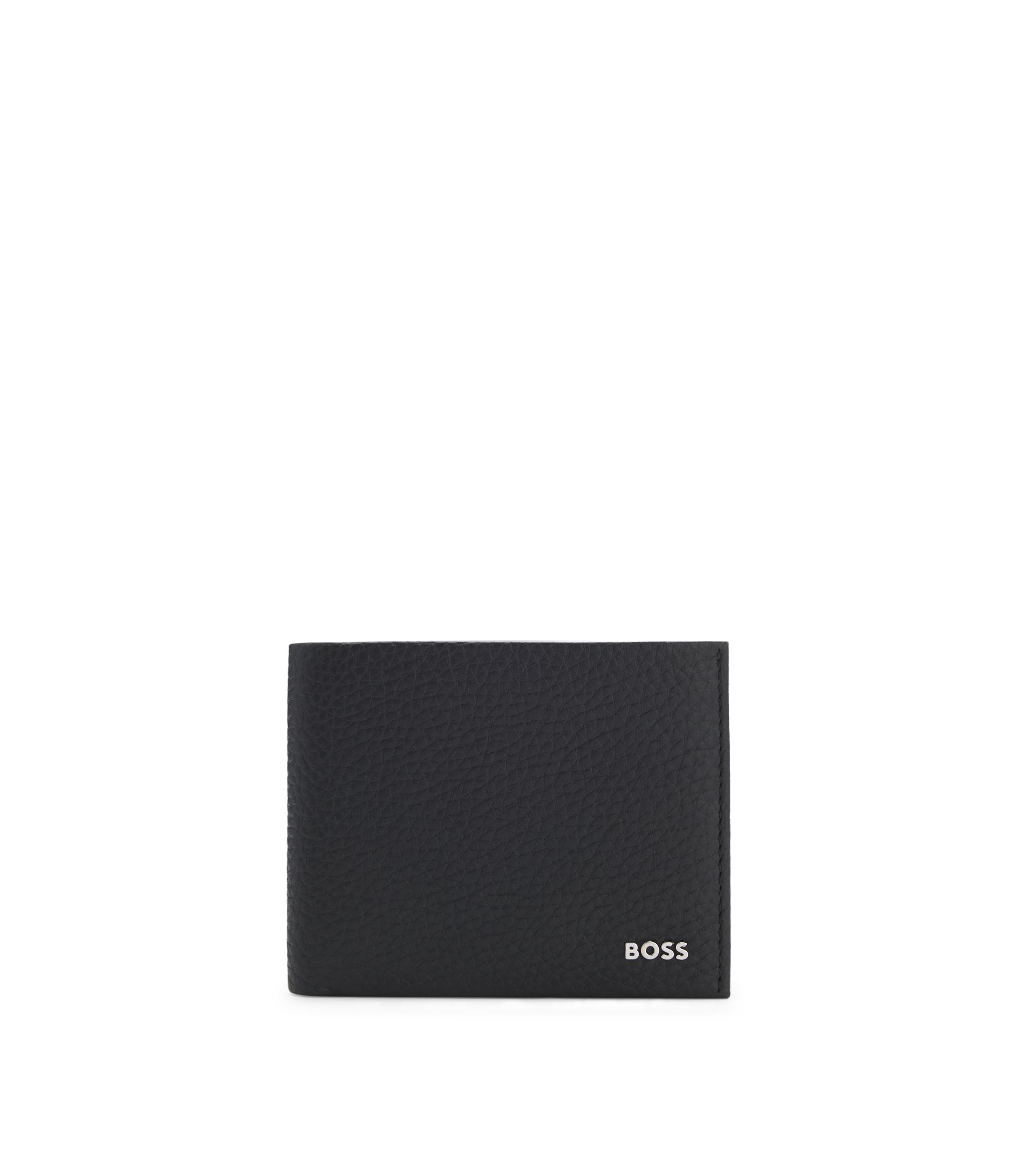BOSS - Logo-lettering card holder in Italian leather - Black