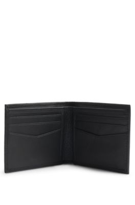 Logo-lettering card holder in Italian leather, Black