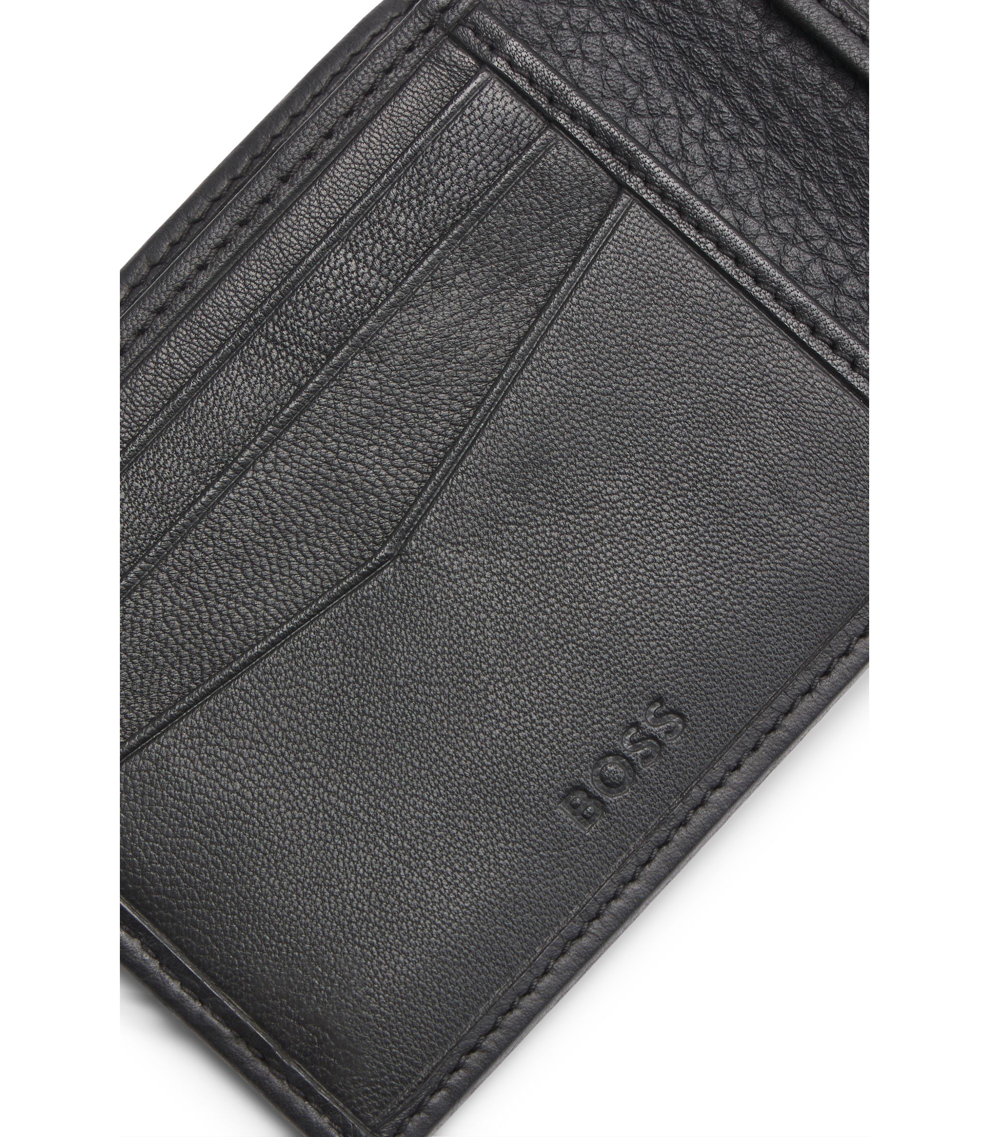 BOSS - Logo-lettering card holder in Italian leather - Black