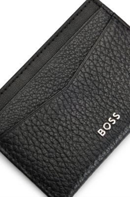 Soft-leather wallet with polished hardware, Black