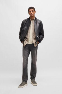 Mixed-material trainers with suede and leather, Grey