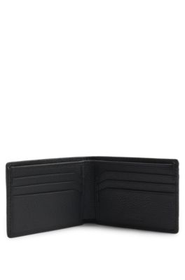 Nappa-leather wallet with all-over stacked logos, Black