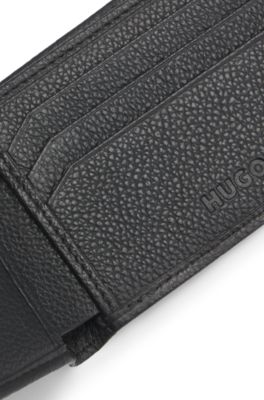 Nappa-leather wallet with all-over stacked logos, Black
