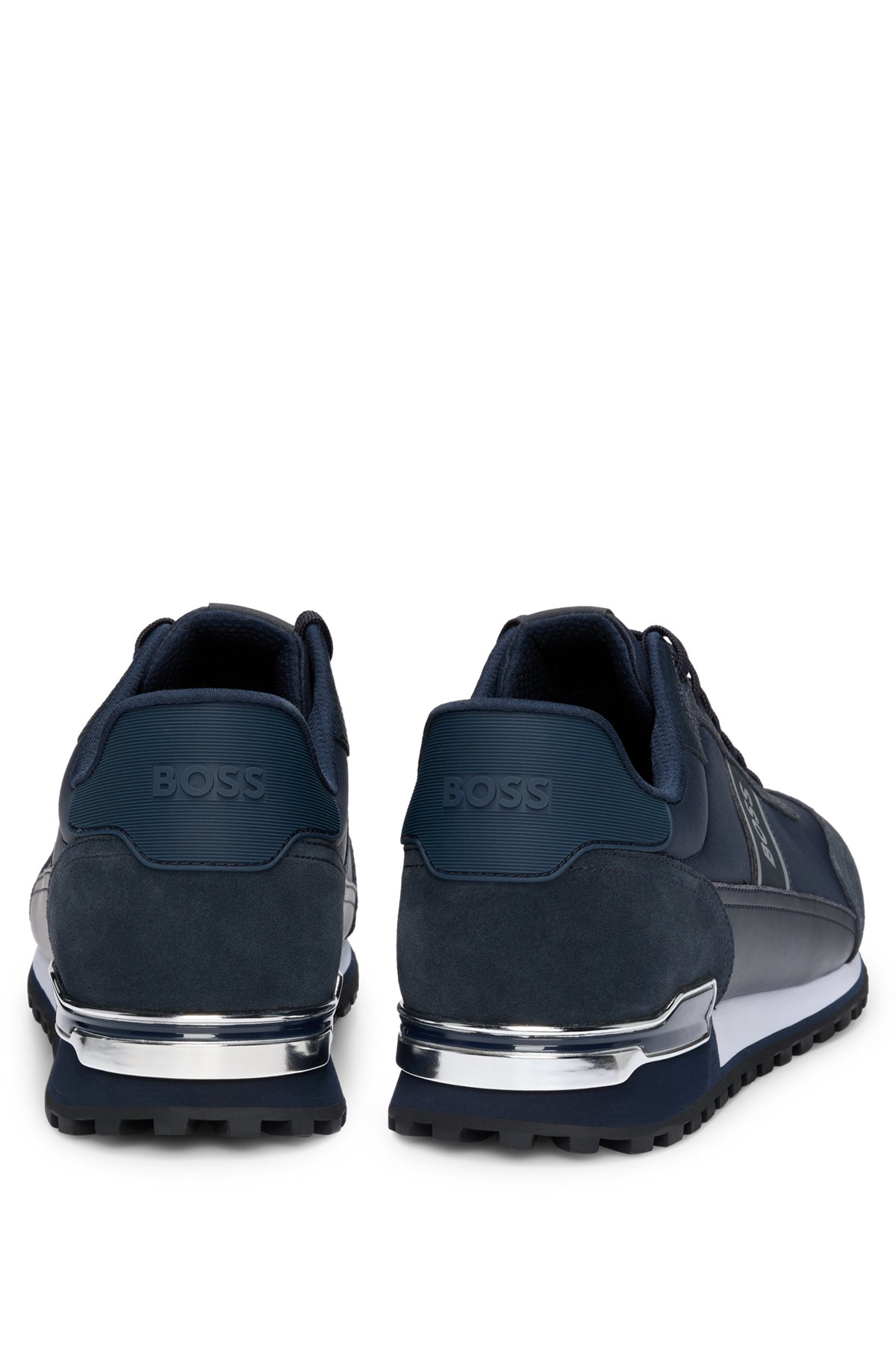 BOSS - Mixed-material lace-up trainers with suede trims BOSS - Mixed-material lace-up trainers with suede trims
