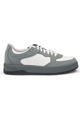 Mixed-material trainers with nubuck uppers, Light Grey