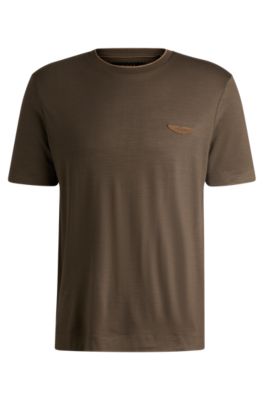 BOSS x ASTON MARTIN Tシャツ メリノウールジャージー BOSS - BOSS x ASTON MARTIN T-shirt in merino-wool jersey - Khaki