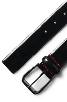 Cintur&oacute;n de charol fabricado en Italia, Negro