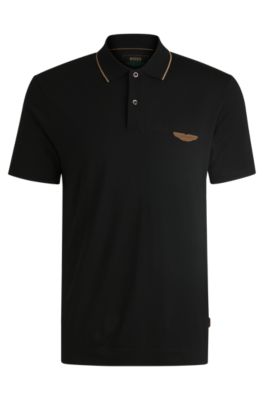 BOSS x ASTON MARTIN polo shirt in merino wool, Black