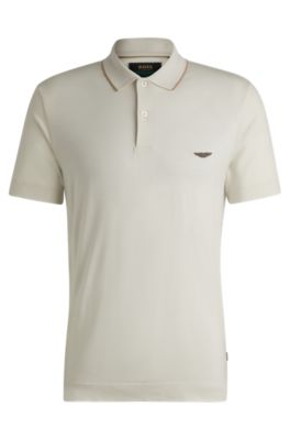 BOSS x ASTON MARTIN polo shirt in merino wool, White