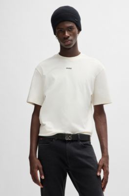 Cintur&oacute;n de piel con hebilla plateada pulida con logo, Negro