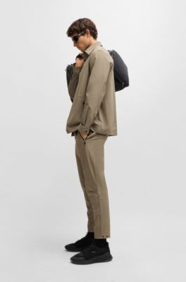 Tapered-leg trousers in water-repellent stretch fabric, Light Green