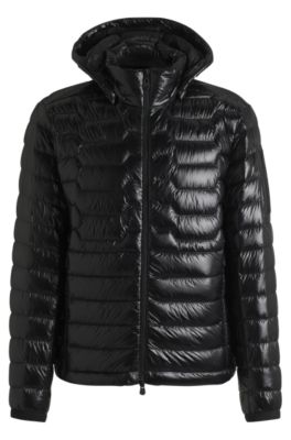 Doudoune d&eacute;perlante en duvet, Noir