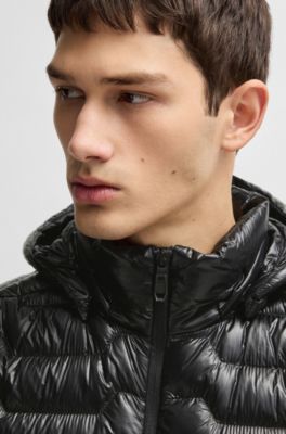 Doudoune d&eacute;perlante en duvet, Noir