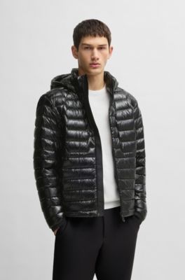 Doudoune d&eacute;perlante en duvet, Noir