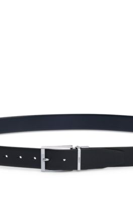 Italian-leather belt with branded keeper in gift box, Black