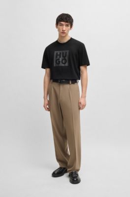 Stacked-logo T-shirt in cotton jersey, Black