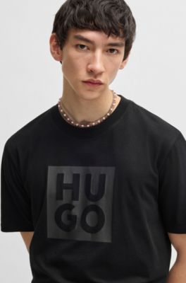 Stacked-logo T-shirt in cotton jersey, Black