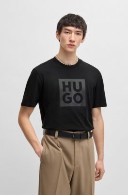 Stacked-logo T-shirt in cotton jersey, Black