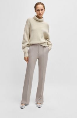 Metallic-leather ballerina pumps with Double B monogram, Silver