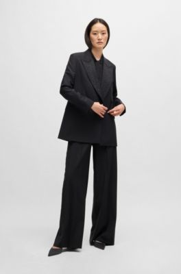 Slingback pumps in soft satin with pointed toe, Black