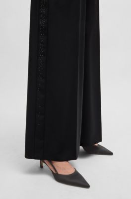 Slingback pumps in soft satin with pointed toe, Black