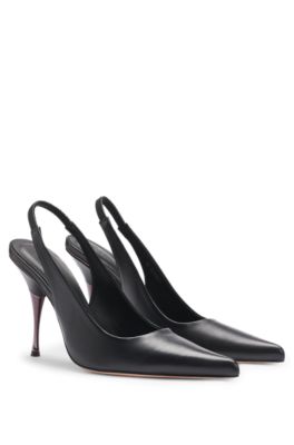 Hugo Boss Naomi X Boss Slingback Pumps In Smooth Leather In Black