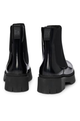 Block-heel Chelsea boots in faux leather, Black