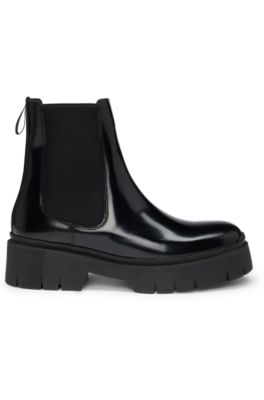 Block-heel Chelsea boots in faux leather, Black