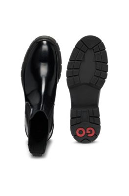 Block-heel Chelsea boots in faux leather, Black