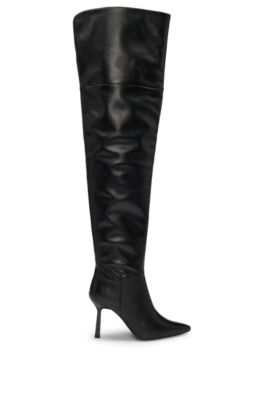 Over-the-knee boots in faux leather, Black
