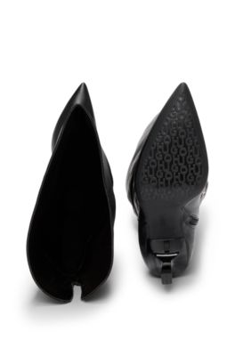 Over-the-knee boots in faux leather, Black