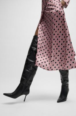 Over-the-knee boots in faux leather, Black