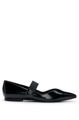 Ballerina pumps in polished faux leather, Black