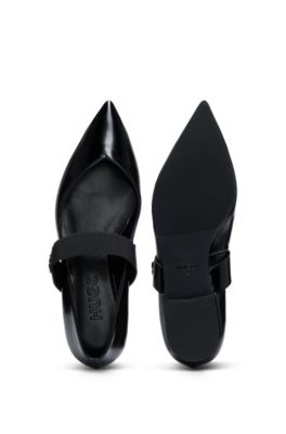 Ballerina pumps in polished faux leather, Black