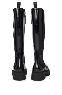 HUGO - Knee-high Chelsea boots in faux leather - Black