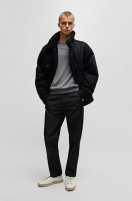 High-top trainers in grained faux leather, White