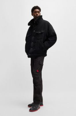 Faux-leather sneakers with contrasting details, Black